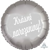 Balónek fóliový stříbrný kruh Krásné narozeniny! 